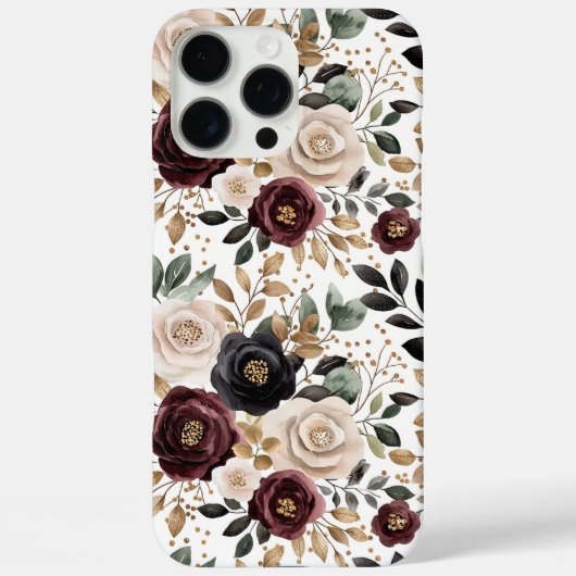 Coques Case-Mate iPhone Crème Florale Noire Bourgogne (Verso)