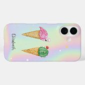 Coques Case-Mate iPhone Crème glacée Flamants roses roses Cactus Holograph (Verso (horizontal))