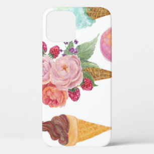 Case-Mate iPhone Case Crème glacée, framboises : motif aquarelle.