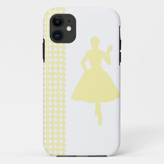 Coques Case-Mate iPhone Crème Moderne Houndstooth avec Silhouette mode (Dos)