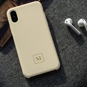 Coque Pour iPhone 14 Crème moderne minimal élégant Monogramme initial