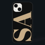 Coque Pour iPhone 14 crème moderne naturel initial minimal contemporain<br><div class="desc">Design moderne crème naturel noir monogramme initial minimaliste design de boîtier de téléphone contemporain.</div>