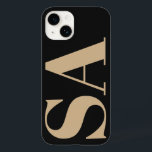Coque Pour iPhone 14 crème moderne naturel initial minimal contemporain<br><div class="desc">Design moderne crème naturel noir monogramme initial minimaliste design de boîtier de téléphone contemporain.</div>
