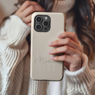 Coques iPhone 16 Pro Max Crème Monogramme minimaliste moderne
