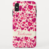 Coques Case-Mate iPhone Crème motif rose chaud nom (Dos)