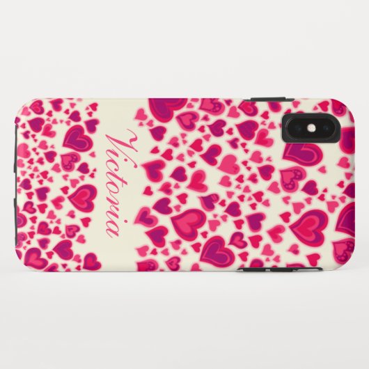 Coques Case-Mate iPhone Crème motif rose chaud nom (Dos (Horizontal))