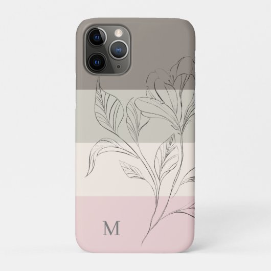 Coques Case-Mate iPhone Crème rose Taupe Couleur Bloc Floral Monogramme (Dos)