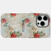 Coques Case-Mate iPhone Crème rouge rose Rose Floral (Verso (horizontal))