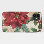 Coques Case-Mate iPhone Crème verte rouge Retro les années 50 Poinsettia (Dos (Horizontal))