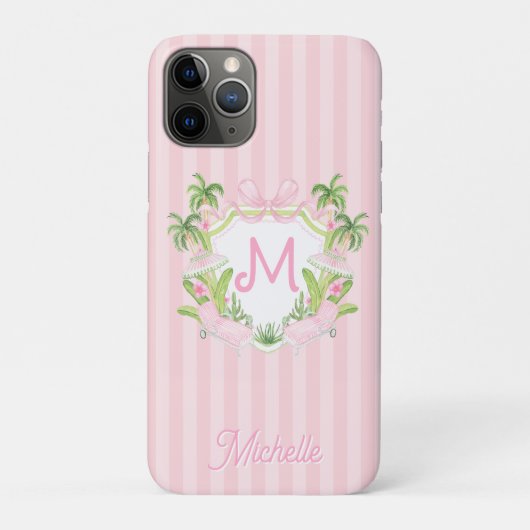 Coques Case-Mate iPhone Crête de monogramme prépa de Palm Beach (Dos)