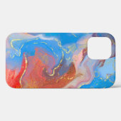 Coques Case-Mate iPhone Crimson, Blush, Blue and Gold Marbled Alcohol Ink (Verso (horizontal))