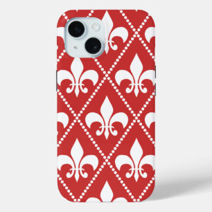 Coque Pour iPhone 15 Crimson Fleur de Lis
