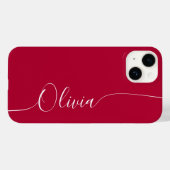 Coques Case-Mate iPhone Crimson White Elegant Calligraphie Nom du script (Verso (horizontal))