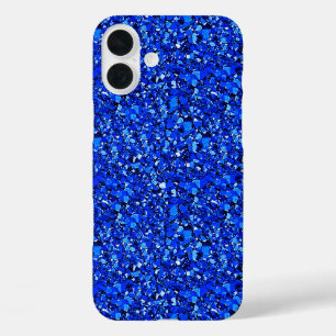 Coques iPhone 16 Plus cristal druzy - bleu saphir