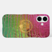Coques Case-Mate iPhone Croc Monogramme Iridescent Rose Vert Élégant (Verso (horizontal))