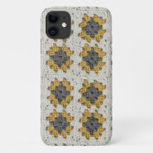 Coques Case-Mate iPhone Crochet granny carré jaune et gris (Dos)