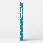 Coques Case-Mate iPhone Crochets blancs sur turquoise (Verso / Gauche)