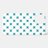 Coques Case-Mate iPhone Crochets turquoises sur blanc (Verso (horizontal))
