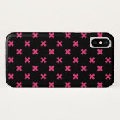 Coques Case-Mate iPhone Crochis Fuchsia sur noir (Dos (Horizontal))