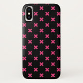 Coques Case-Mate iPhone Crochis Fuchsia sur noir (Dos)
