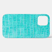 Coques Case-Mate iPhone Crocodile Aqua Faux Cuir (Verso (horizontal))