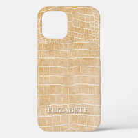 Crocodile Champagne Faux Cuir Nom personnalisé