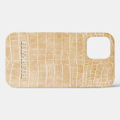 Coques Case-Mate iPhone Crocodile Champagne Faux Cuir Nom personnalisé (Verso (horizontal))