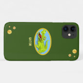 Coques Case-Mate iPhone Crocodile heureux et confettis dorés sur forêt ver (Dos (Horizontal))
