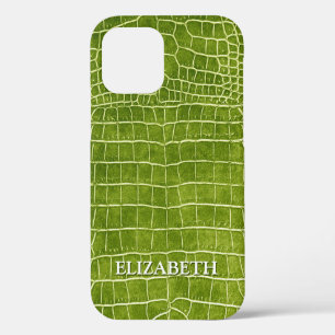 Case-Mate iPhone Case Crocodile Lime Vert Faux Cuir Personnaliser le nom