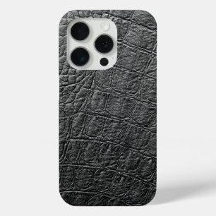 Coque iPhone 15 Pro Crocodile noir moderne