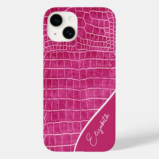 Coques Case-Mate iPhone Crocodile rose chaud Personnalisé (Verso)