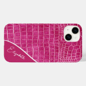 Coques Case-Mate iPhone Crocodile rose chaud Personnalisé (Verso (horizontal))