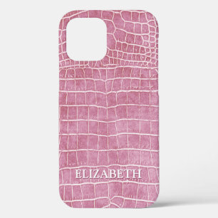 Case-Mate iPhone Case Crocodile Rose rose Faux Cuir Nom personnalisé