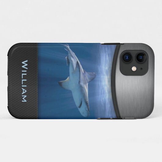 Coques Case-Mate iPhone Croisière de requin avec son nom (Dos (Horizontal))
