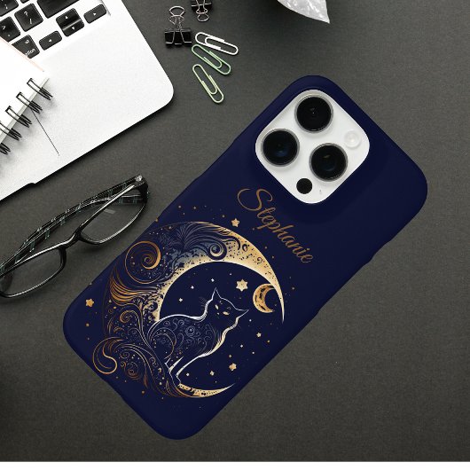 Coques Case-Mate iPhone Croissant de Lune Chat Mystique - Cadeau Céleste P