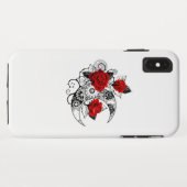 Coques Case-Mate iPhone Croissant mécanique avec roses rouges (Dos (Horizontal))