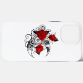 Coques Case-Mate iPhone Croissant mécanique avec roses rouges (Verso (horizontal))