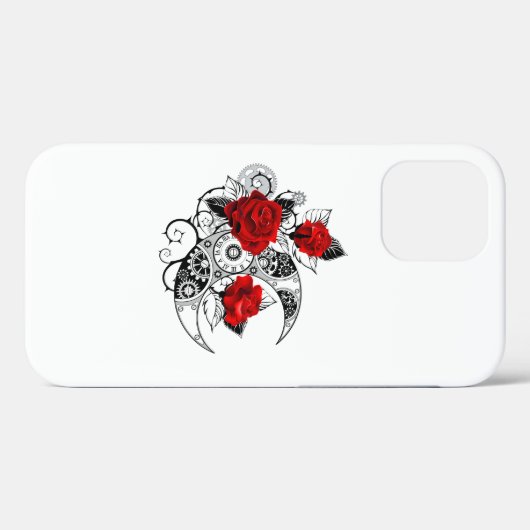 Coques Case-Mate iPhone Croissant mécanique avec roses rouges (Verso (horizontal))