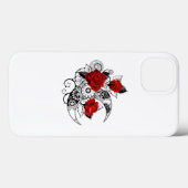 Coques Case-Mate iPhone Croissant mécanique avec roses rouges (Verso (horizontal))