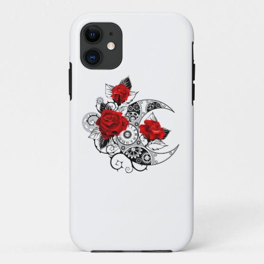 Coques Case-Mate iPhone Croissant mécanique avec roses rouges (Dos)