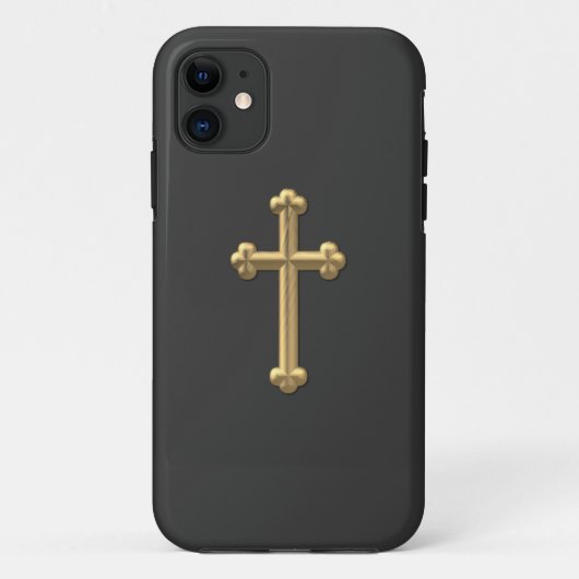 Coques Case-Mate iPhone Croix "3-D" en or 2 (Dos)