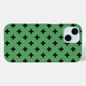 Coques Case-Mate iPhone Croix à pois noirs sur fond vert (Verso (horizontal))
