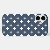 Coques Case-Mate iPhone Croix blanches à pois sur bleu-gris (Verso (horizontal))