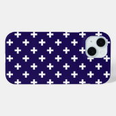 Coques Case-Mate iPhone Croix blanches à pois sur fond bleu marine (Verso (horizontal))