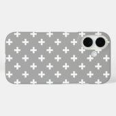 Coques Case-Mate iPhone Croix blanches à pois sur gris (Verso (horizontal))