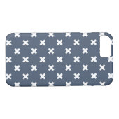Coques Case-Mate iPhone Croix blanches sur bleu-gris (Dos (Horizontal))
