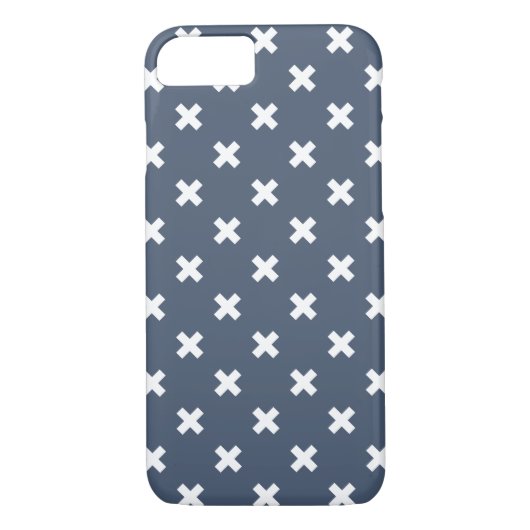 Coques Case-Mate iPhone Croix blanches sur bleu-gris (Dos)