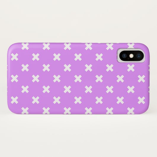 Coques Case-Mate iPhone Croix blanches sur lilas (Dos (Horizontal))