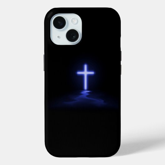 Coques Case-Mate iPhone Croix Bleue Chrétienne dans le Mist (Verso)