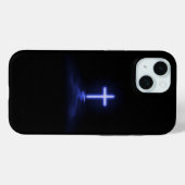 Coques Case-Mate iPhone Croix Bleue Chrétienne dans le Mist (Verso (horizontal))